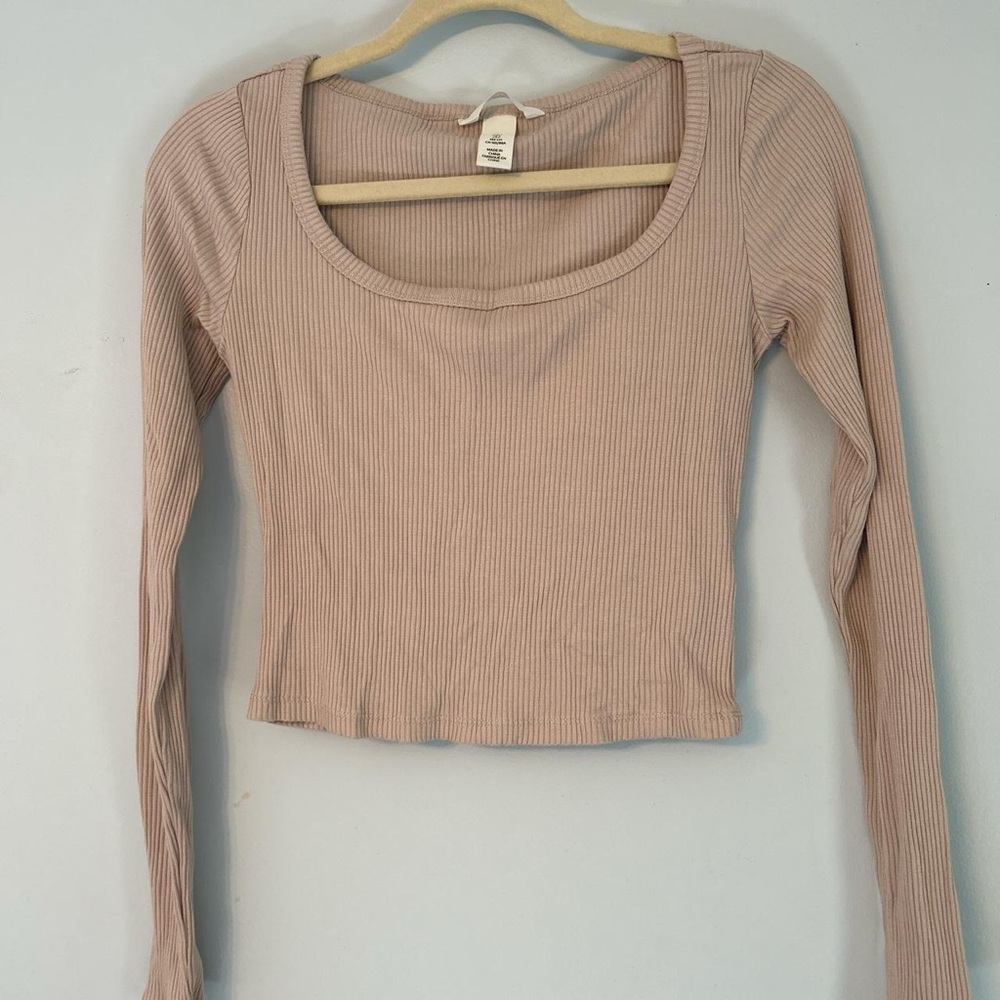 Light Beige Square Neck Ribbed H&M Top Size Small